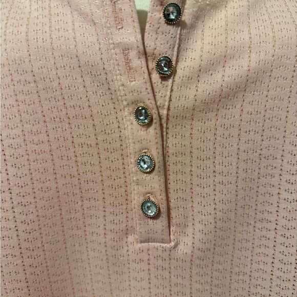 Jessica Simpson Blush Pink Buttoned Blouse - Picture 2 of 5